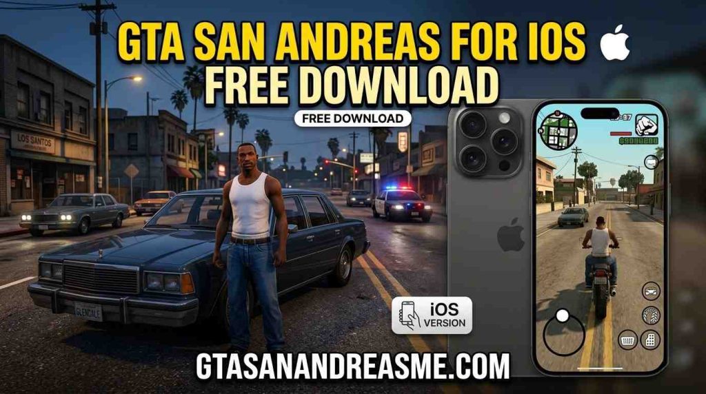 GTA San Andreas iOS version free download for iPhone with gameplay preview.